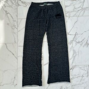 Roots Black Heather Wide Leg Sweatpants Flocked/Velvet logo size medium
